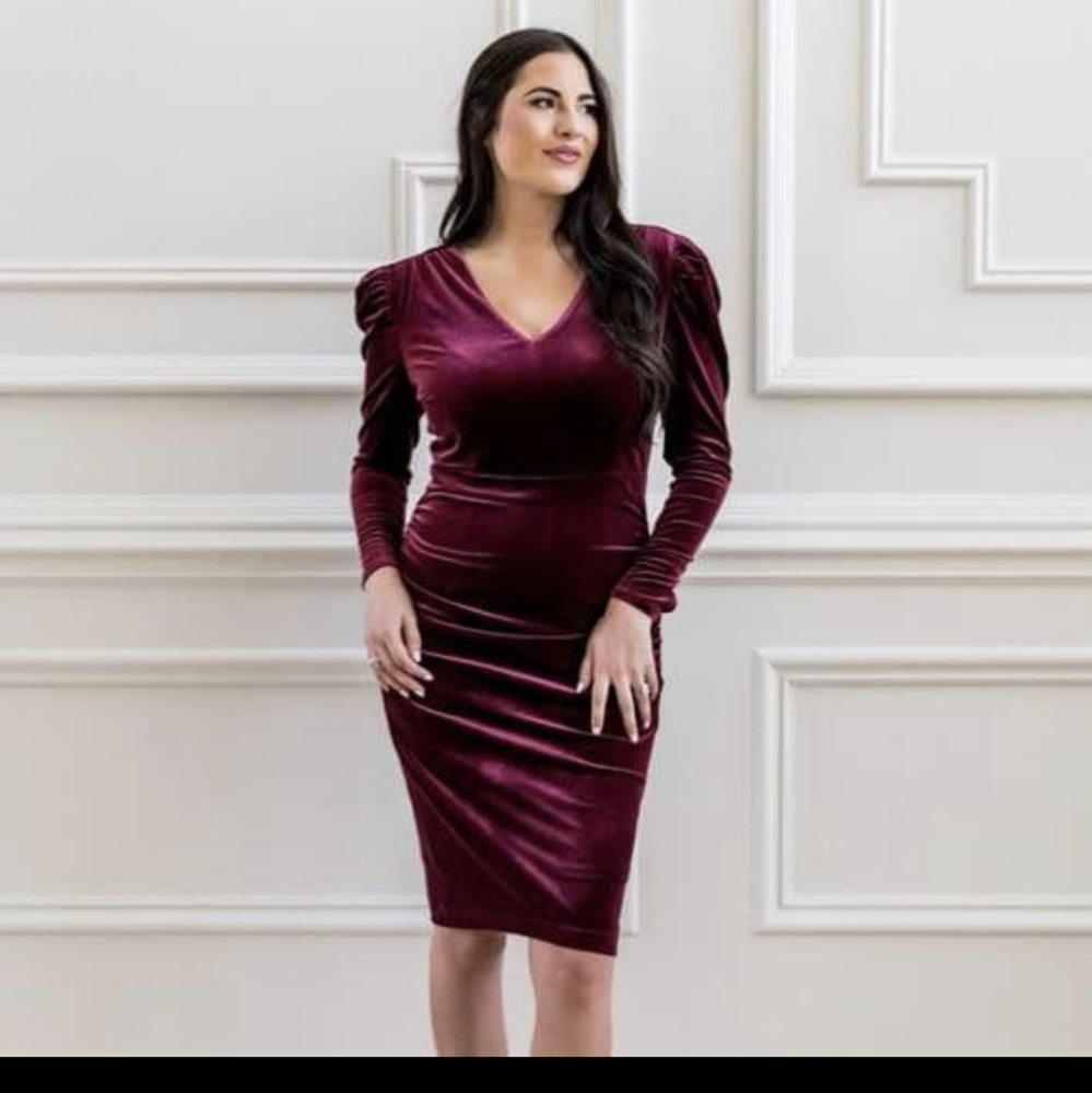 Rachel Parcell Stretch Velour Long Sleeve  Sheath Dress